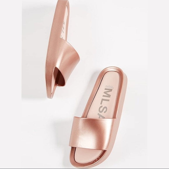 Melissa | Shoes | Melissa Rose Gold Beach Slide Shine Sandals | Poshmark